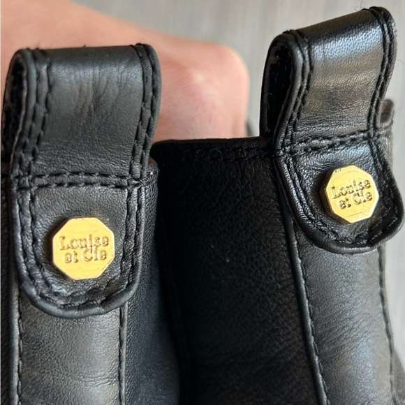 [6.5] Louise Et Cie Classic Black Leather Chelsea Boot Gold & Pearl Hardware - Picture 10 of 13